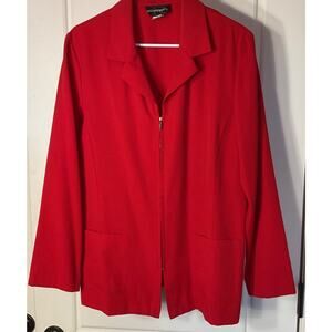 Requirements Red Long Sleeve Blazer W/Pockets and Zipper Plus 16